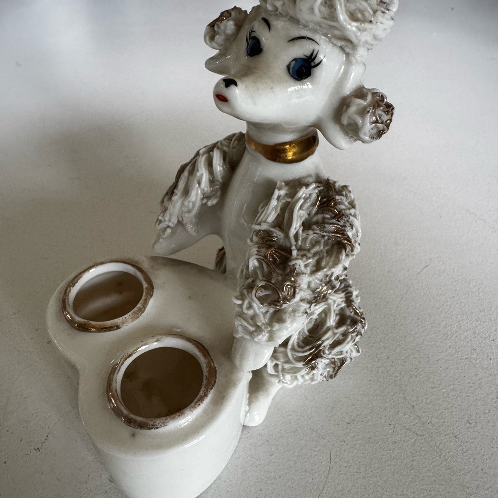 1950’s Vintage spaghetti Poodle porcelain lipstick holder - Picture 11 of 13